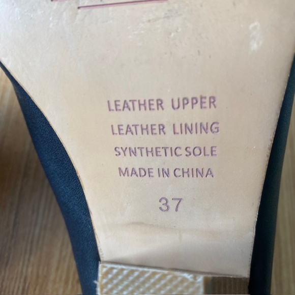 Monk & Lou Summer Genuine Leather Pointed Toe Black Shoes Heel Size 37 - Picture 6 of 7